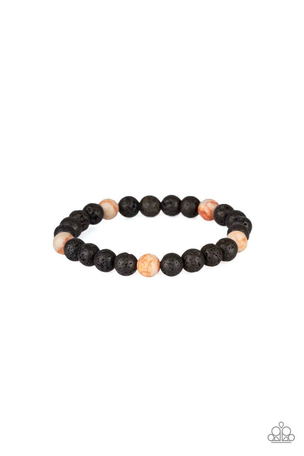 Enlivened Orange Stone and Lava Rock Bracelet - Paparazzi Accessories-CarasShop.com - $5 Jewelry by Cara Jewels
