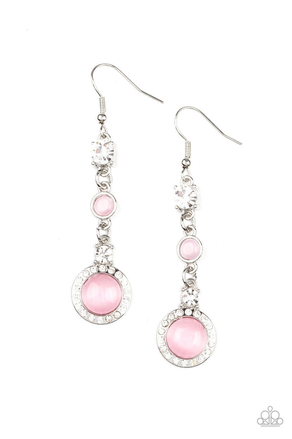 Epic Elegance Pink Cat's Eye Stone Earrings - Paparazzi Accessories- lightbox - CarasShop.com - $5 Jewelry by Cara Jewels