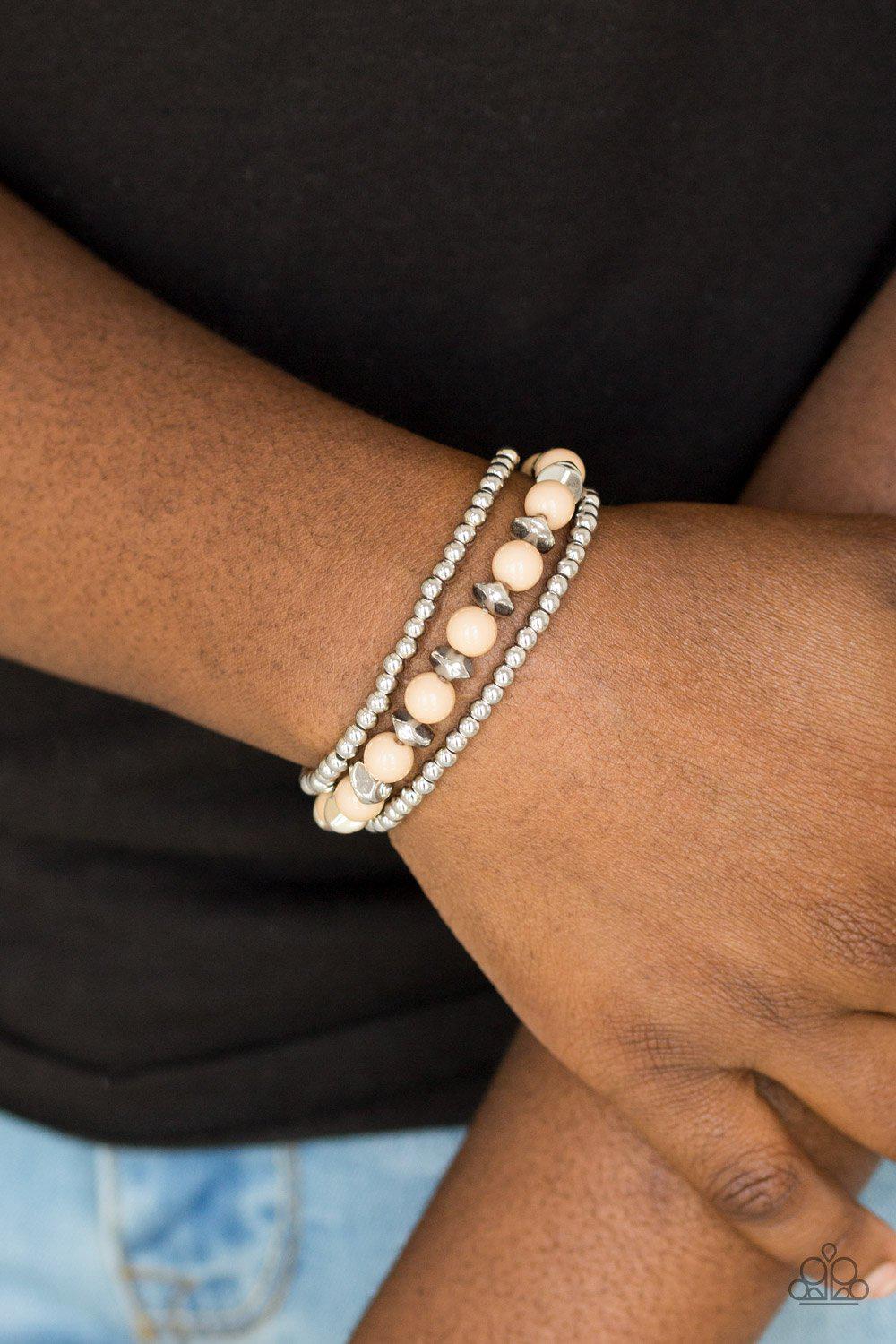Epic Escape Brown and Silver Bracelet Set - Paparazzi Accessories-CarasShop.com - $5 Jewelry by Cara Jewels