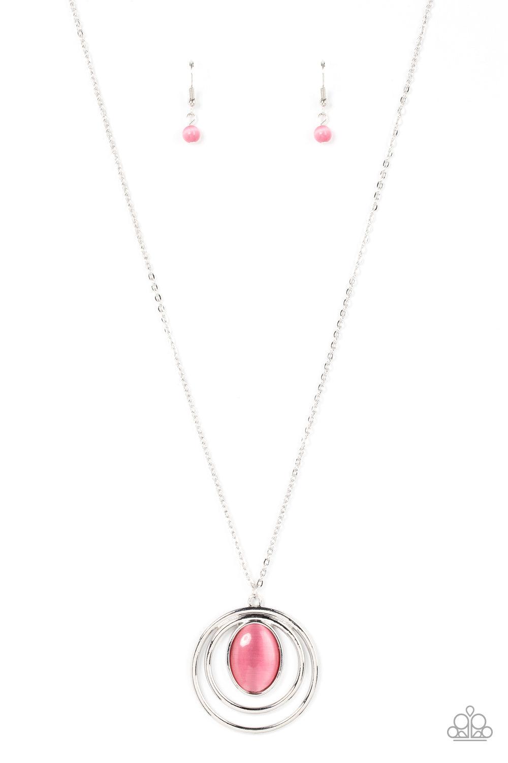 Epicenter of Elegance Pink Cat&#39;s Eye Stone Necklace - Paparazzi Accessories- lightbox - CarasShop.com - $5 Jewelry by Cara Jewels