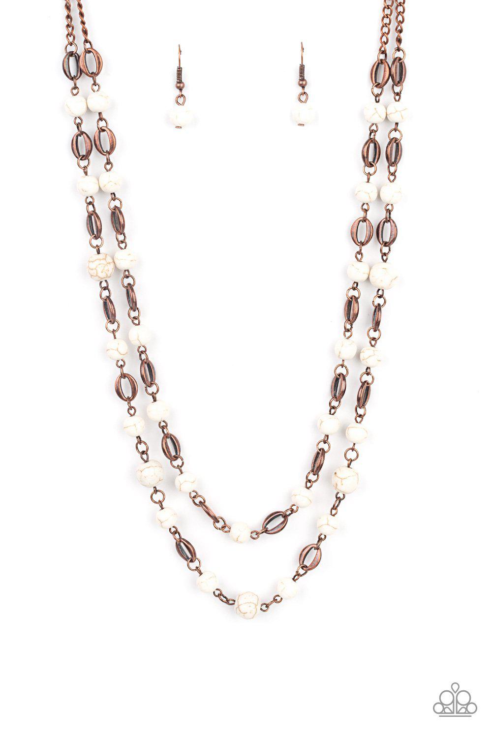 Essentially Earthy Copper and White Stone Necklace - Paparazzi Accessories- lightbox - CarasShop.com - $5 Jewelry by Cara Jewels
