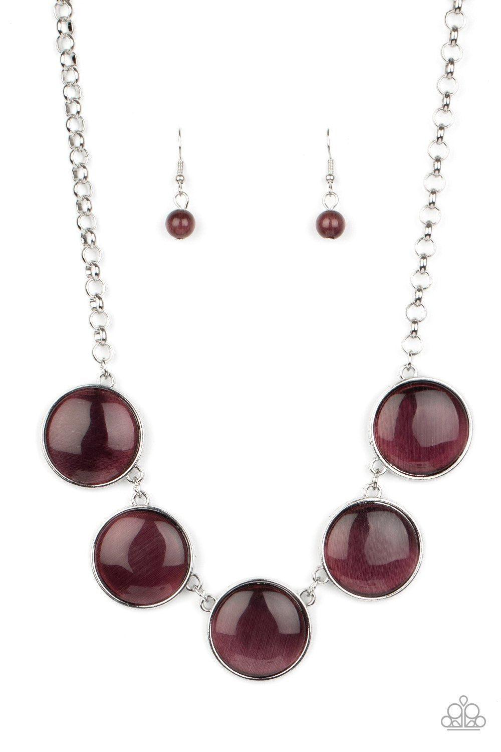 Ethereal Escape Purple Cat's Eye Stone Necklace - Paparazzi Accessories-CarasShop.com - $5 Jewelry by Cara Jewels