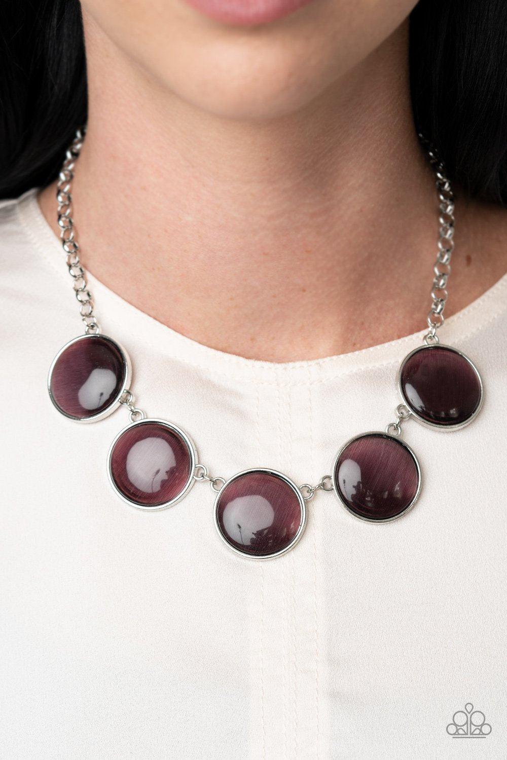Ethereal Escape Purple Cat's Eye Stone Necklace - Paparazzi Accessories-CarasShop.com - $5 Jewelry by Cara Jewels