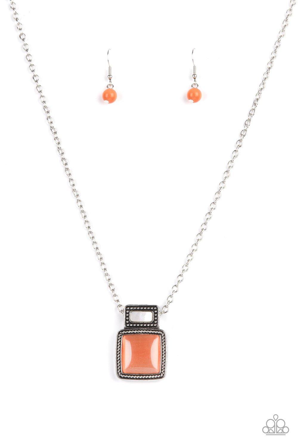 Ethereally Elemental Orange Cat's Eye Necklace - Paparazzi Accessories- lightbox - CarasShop.com - $5 Jewelry by Cara Jewels