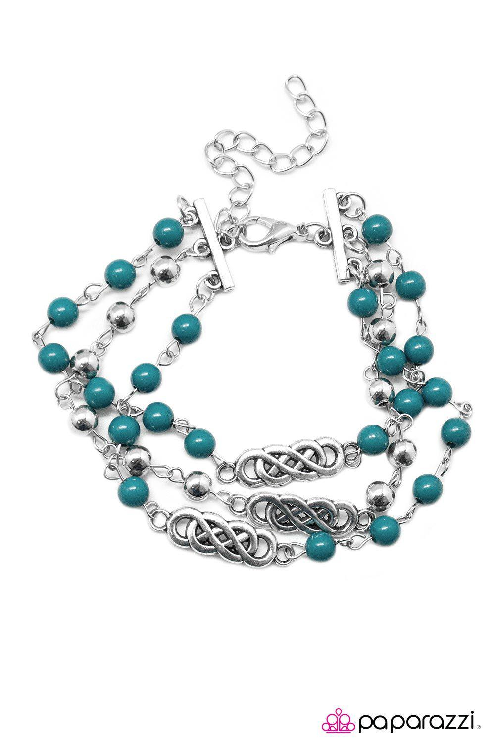 Ever Everlasting Blue and Silver Bracelet - Paparazzi Accessories-CarasShop.com - $5 Jewelry by Cara Jewels
