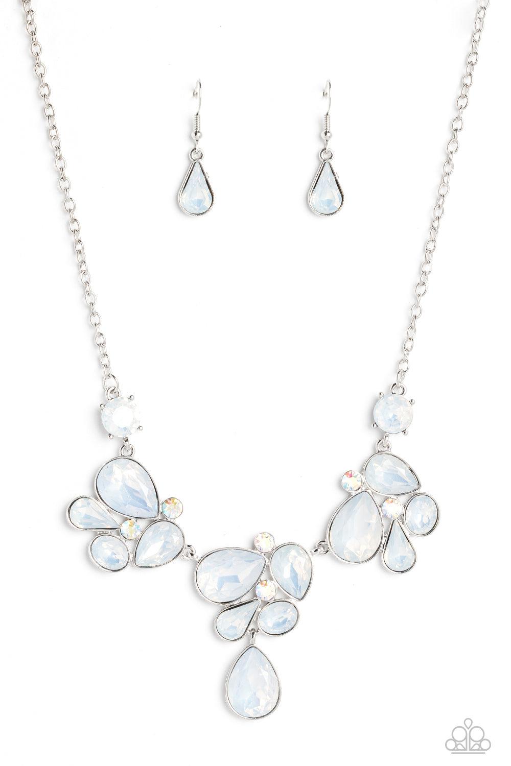 Everglade Escape White Opalescent Gem Necklace - Paparazzi Accessories- lightbox - CarasShop.com - $5 Jewelry by Cara Jewels