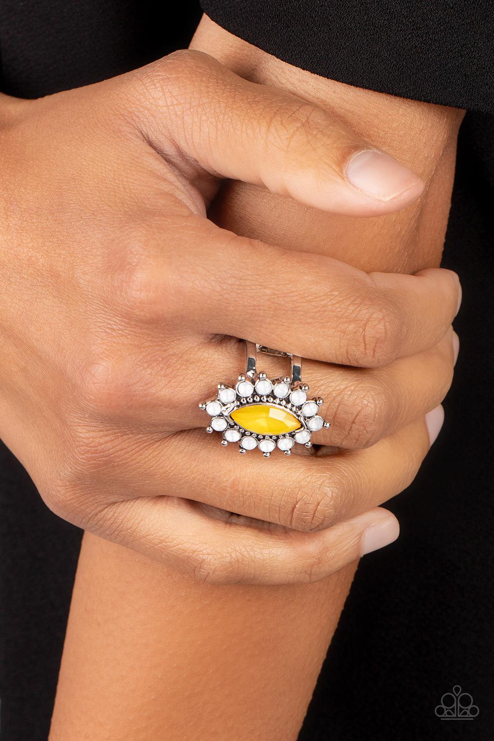 Everlasting Eden Yellow Gem Ring - Paparazzi Accessories- lightbox - CarasShop.com - $5 Jewelry by Cara Jewels