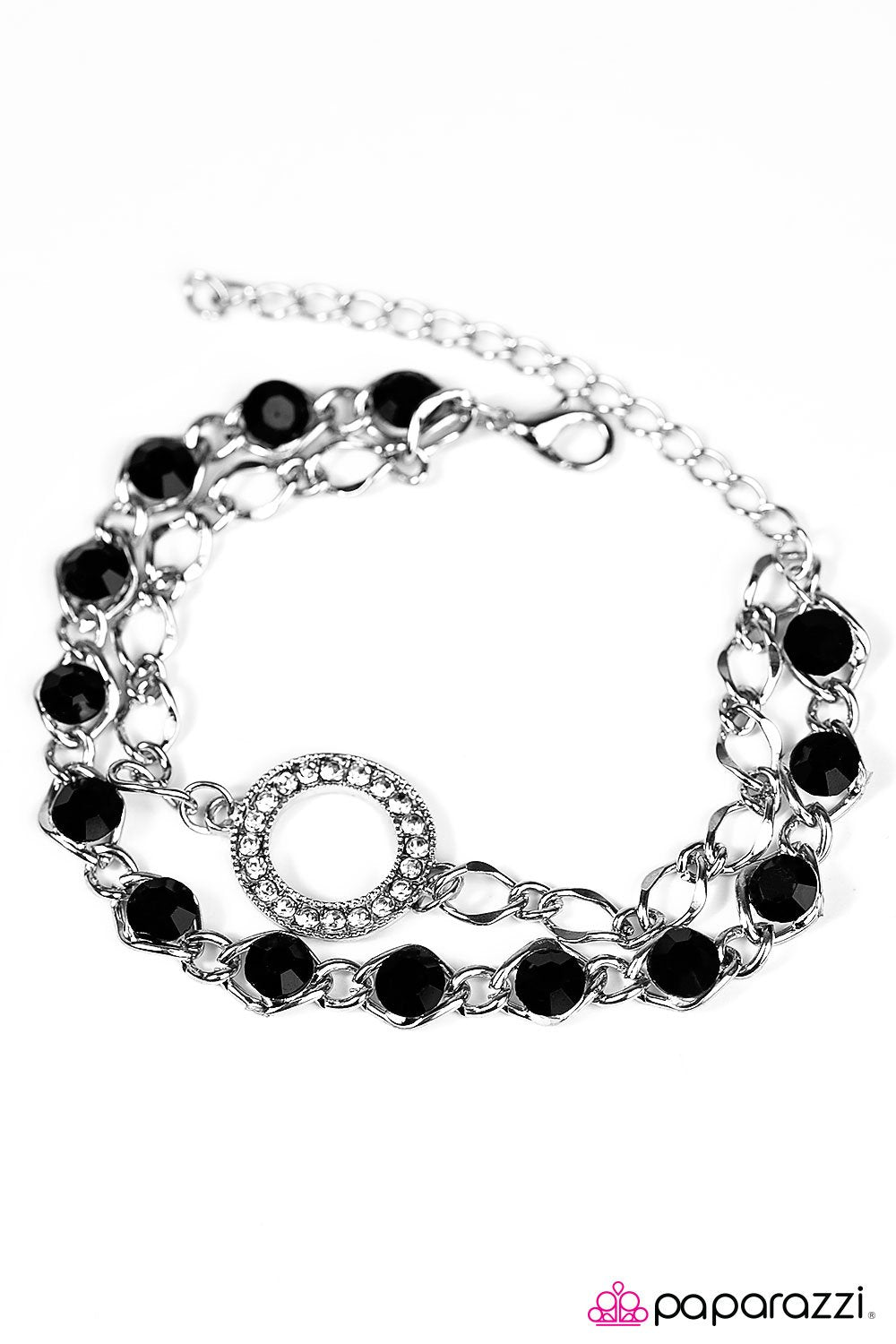 Everyday Shine Black Rhinestone Bracelet - Paparazzi Accessories-CarasShop.com - $5 Jewelry by Cara Jewels