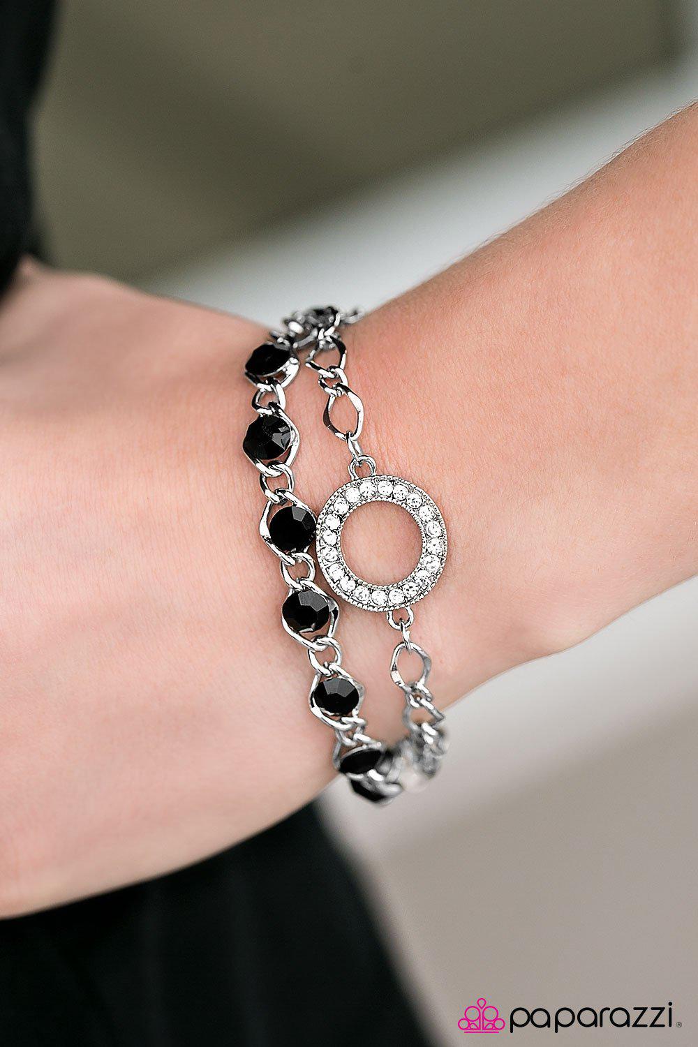Everyday Shine Black Rhinestone Bracelet - Paparazzi Accessories-CarasShop.com - $5 Jewelry by Cara Jewels