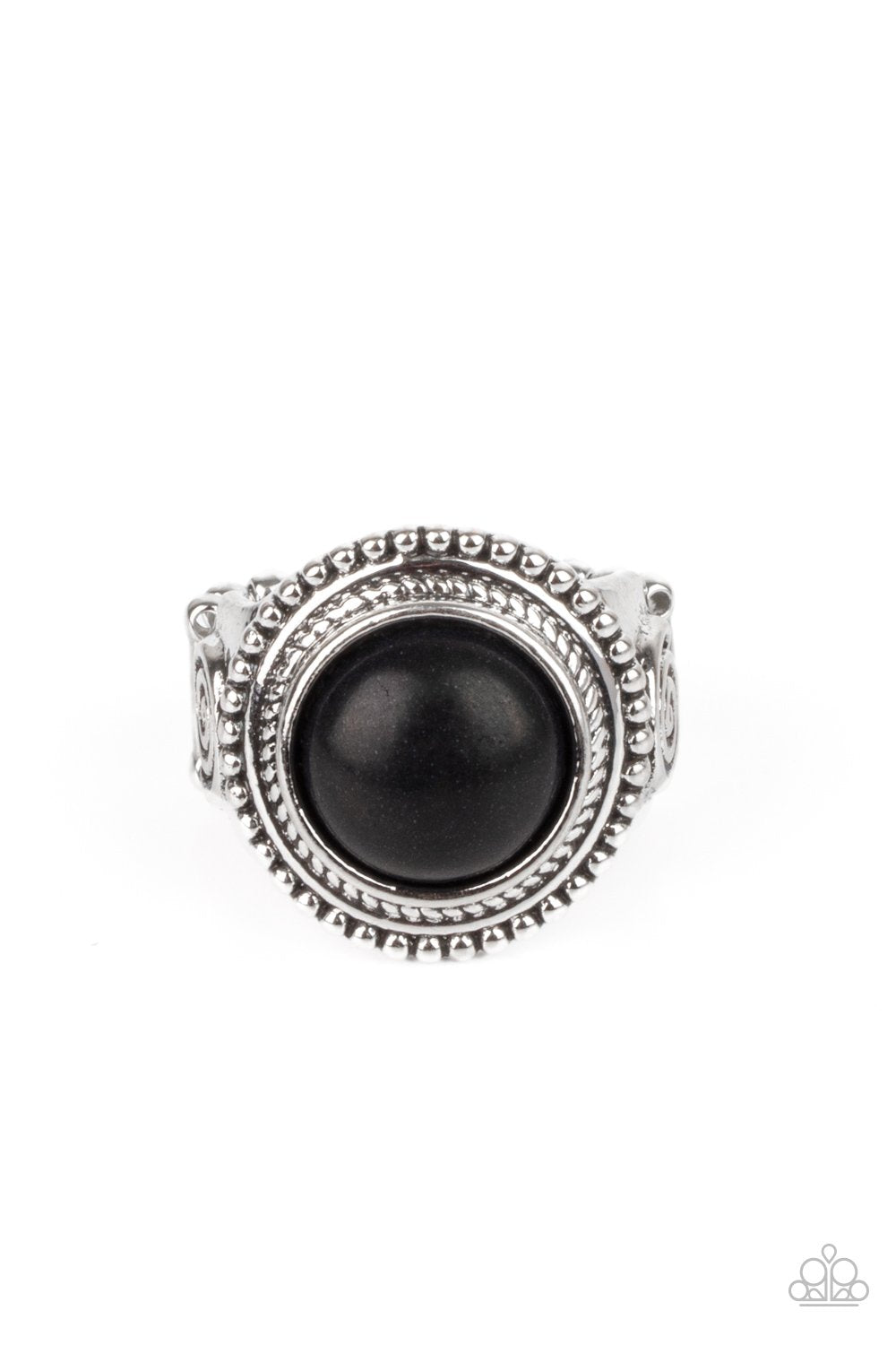 Evolutionary Essence Black Stone Ring - Paparazzi Accessories- lightbox - CarasShop.com - $5 Jewelry by Cara Jewels
