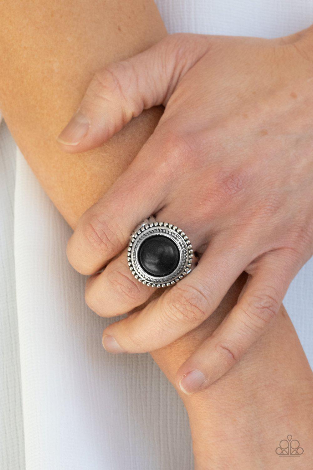 Evolutionary Essence Black Stone Ring - Paparazzi Accessories- lightbox - CarasShop.com - $5 Jewelry by Cara Jewels