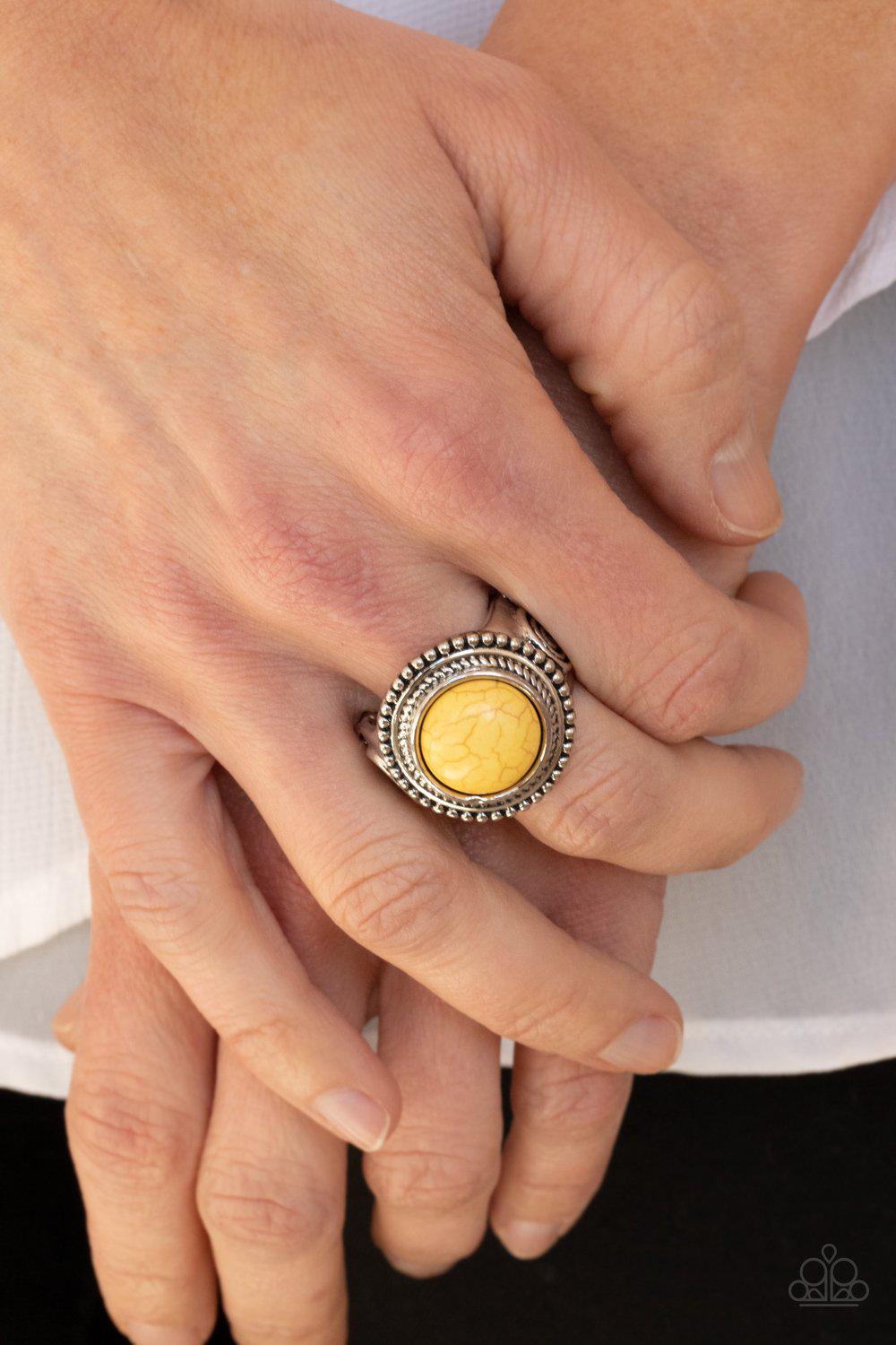 Evolutionary Essence Yellow Stone Ring - Paparazzi Accessories- lightbox - CarasShop.com - $5 Jewelry by Cara Jewels