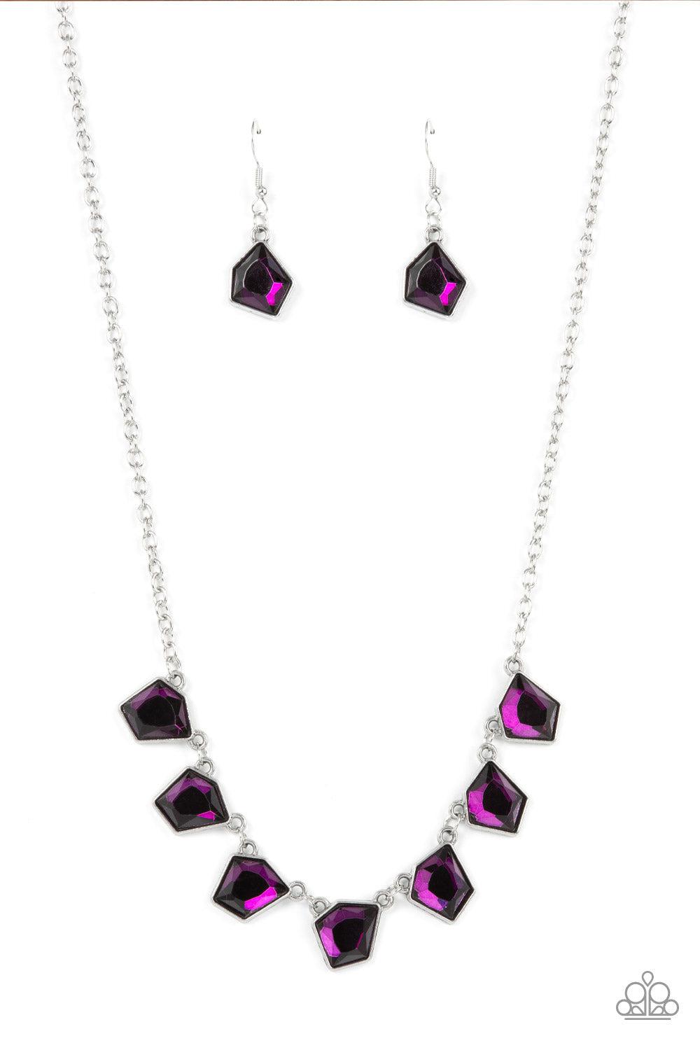 Experimental Edge Purple Rhinestone Necklace - Paparazzi Accessories- lightbox - CarasShop.com - $5 Jewelry by Cara Jewels