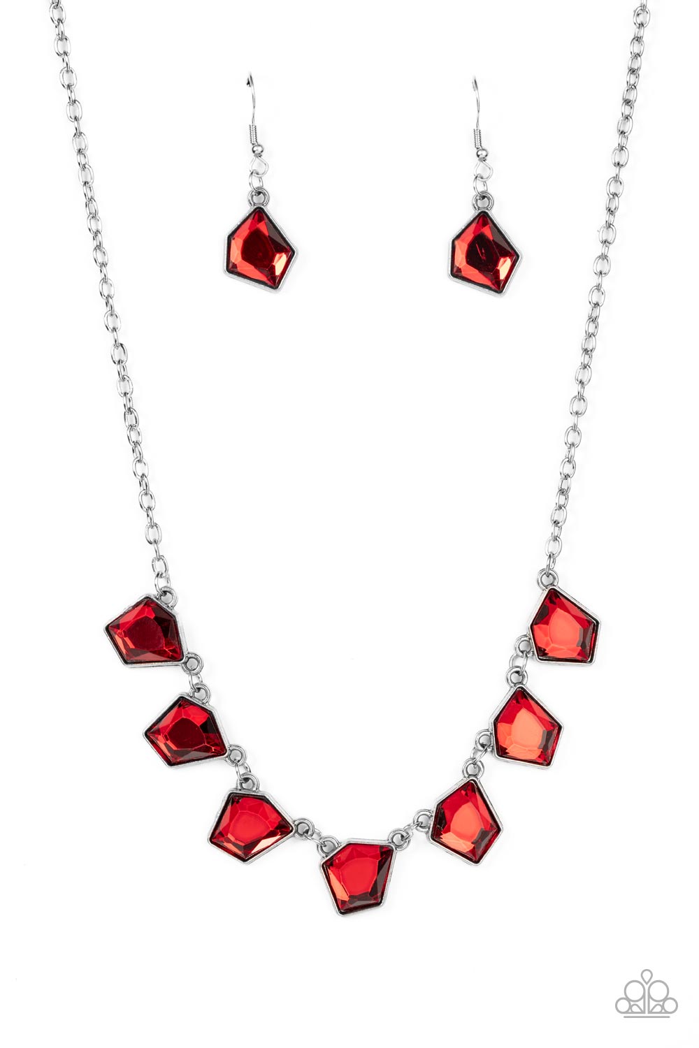Experimental Edge Red Rhinestone Necklace - Paparazzi Accessories- lightbox - CarasShop.com - $5 Jewelry by Cara Jewels