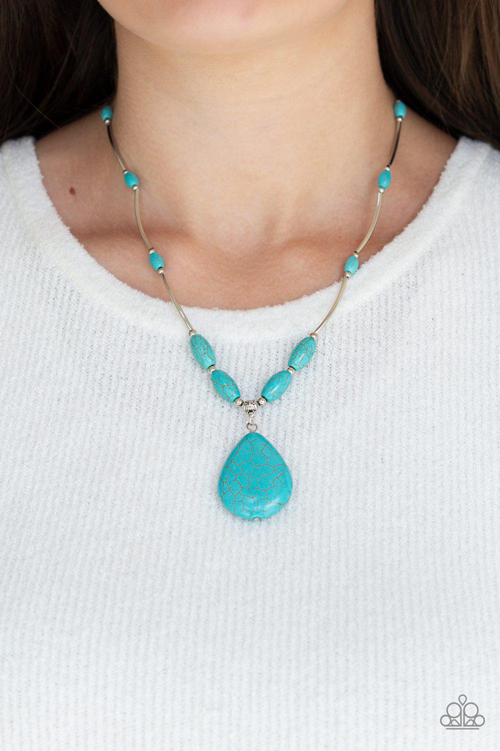 Explore The Elements Turquoise Blue Stone Necklace - Paparazzi Accessories-CarasShop.com - $5 Jewelry by Cara Jewels