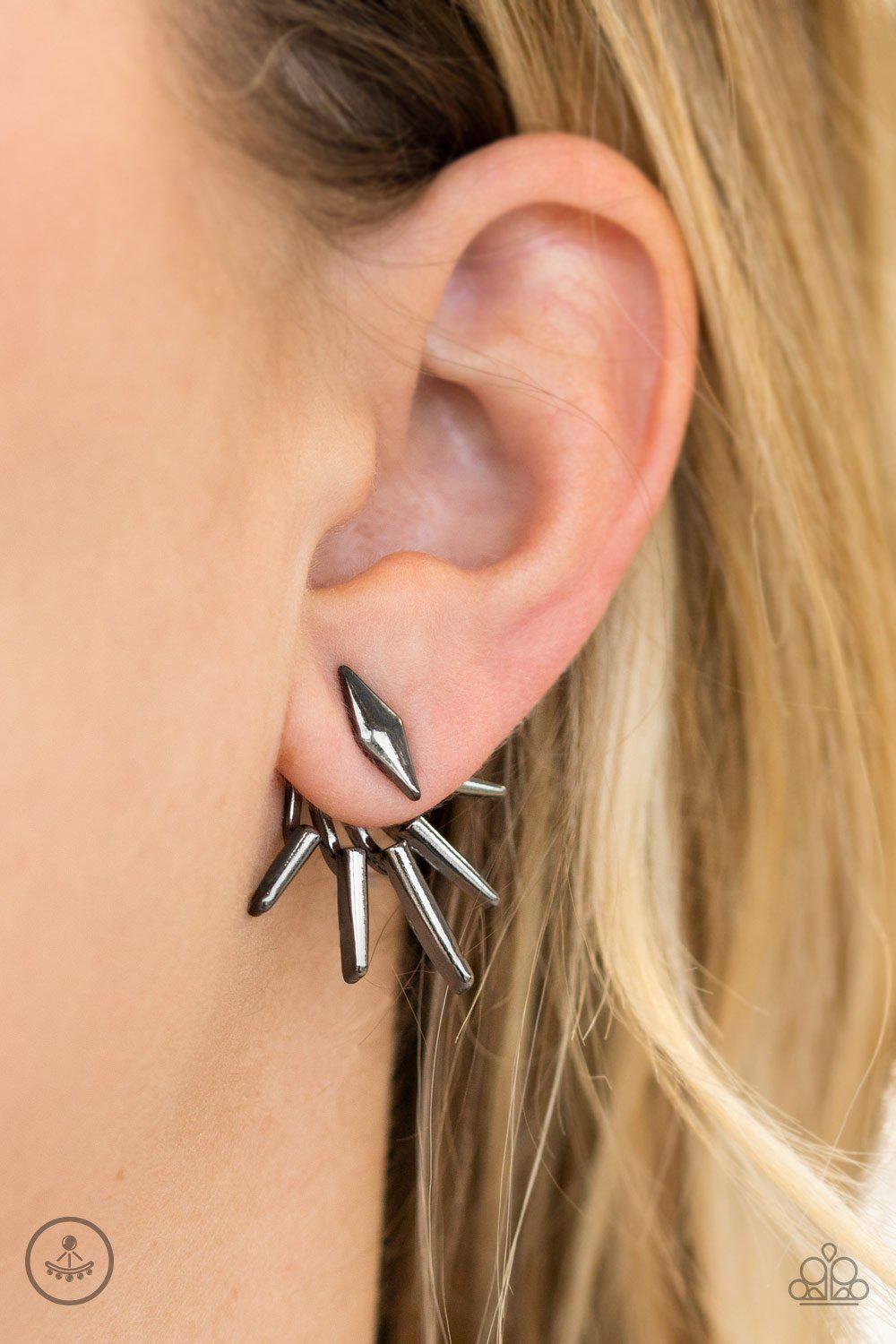 Extra Electric Gunmetal Black Double-sided Post Earrings - Paparazzi Accessories-CarasShop.com - $5 Jewelry by Cara Jewels