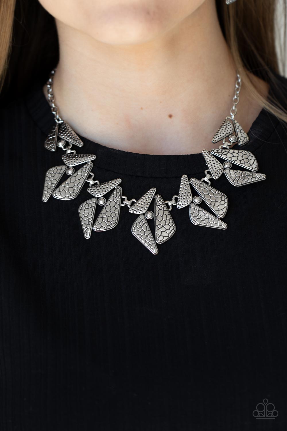 Extra Expedition Silver Necklace - Paparazzi Accessories- lightbox - CarasShop.com - $5 Jewelry by Cara Jewels