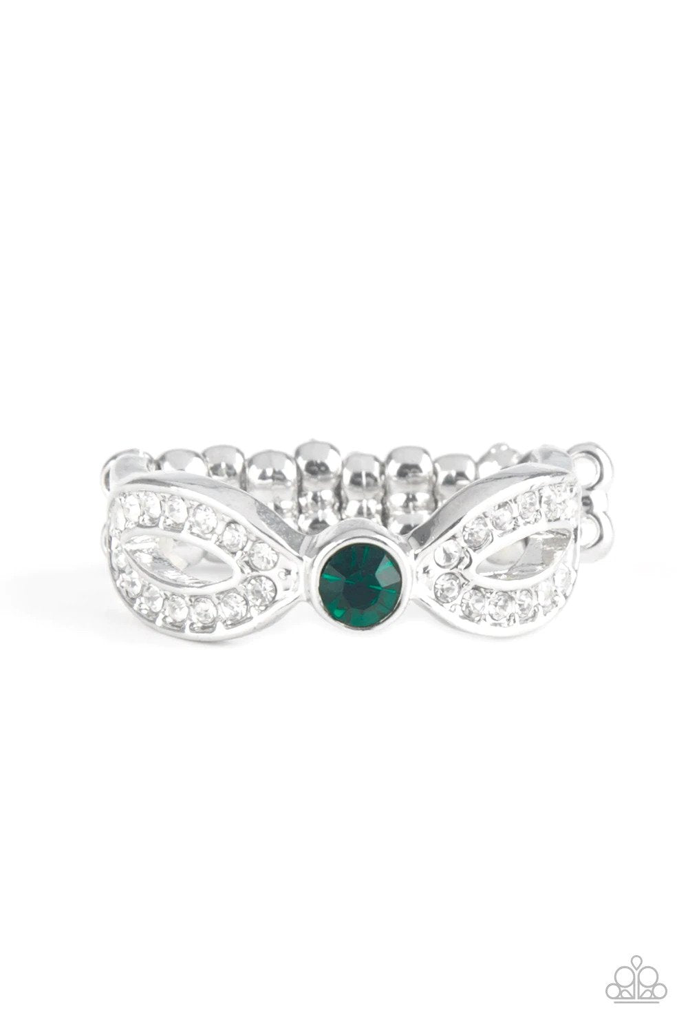 Extra Side of Elegance Green Ring - Paparazzi Accessories- lightbox - CarasShop.com - $5 Jewelry by Cara Jewels