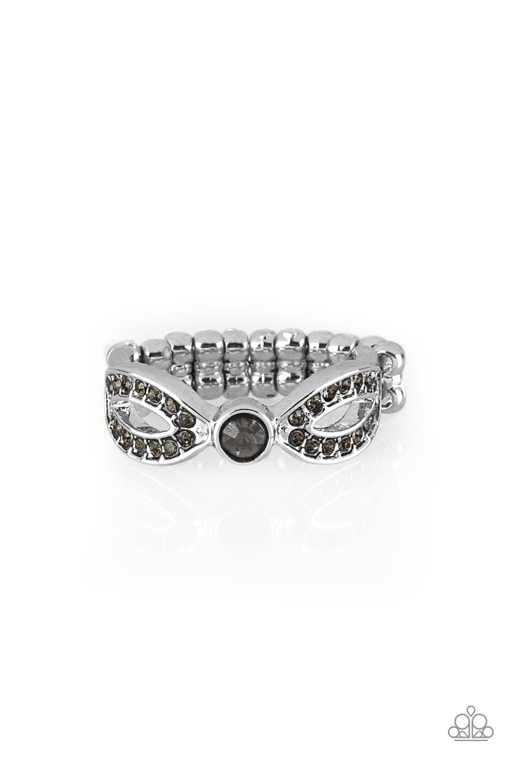 Extra Side of Elegance Silver Rhinestone Ring - Paparazzi Accessories - lightbox -CarasShop.com - $5 Jewelry by Cara Jewels