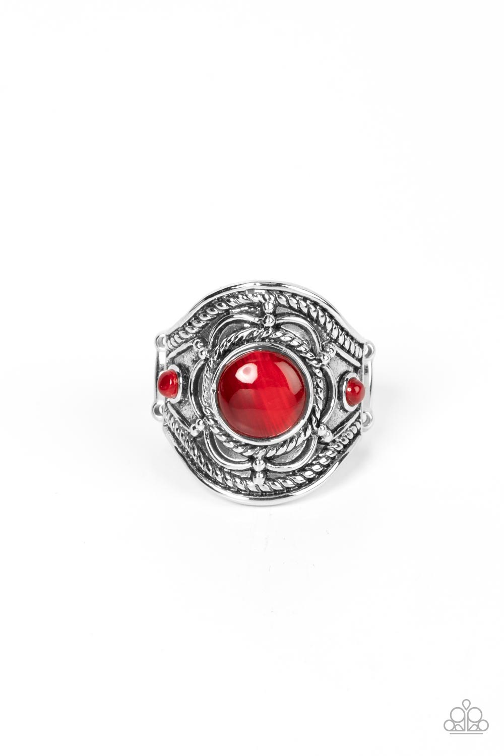 Exuberant Escapade Red Cat's Eye Ring - Paparazzi Accessories- lightbox - CarasShop.com - $5 Jewelry by Cara Jewels