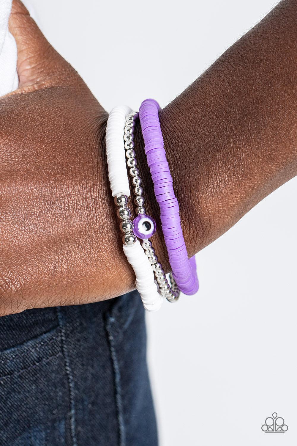 EYE Have A Dream Purple Bracelet - Paparazzi Accessories-on model - CarasShop.com - $5 Jewelry by Cara Jewels