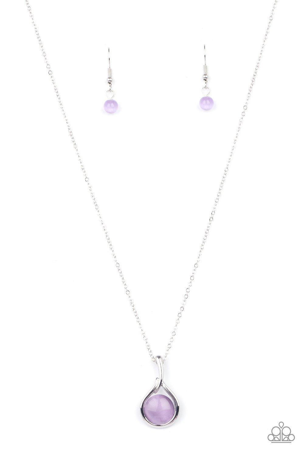 Fairy Lights Purple Cat&#39;s Eye Stone Necklace - Paparazzi Accessories- lightbox - CarasShop.com - $5 Jewelry by Cara Jewels