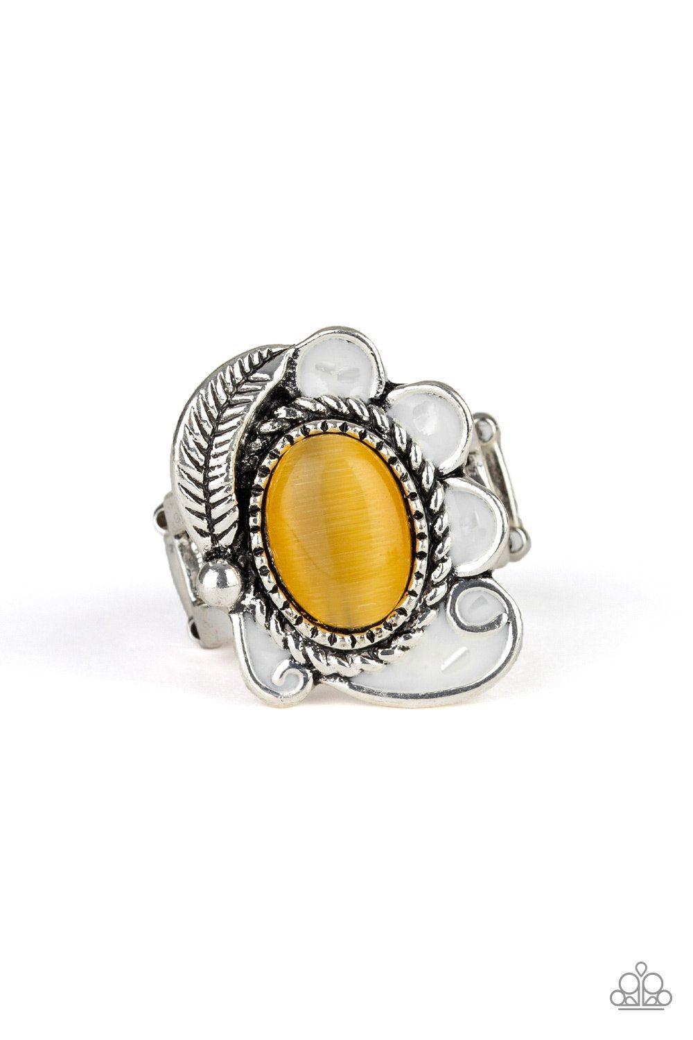 Fairytale Magic Yellow Moonstone Ring - Paparazzi Accessories-CarasShop.com - $5 Jewelry by Cara Jewels