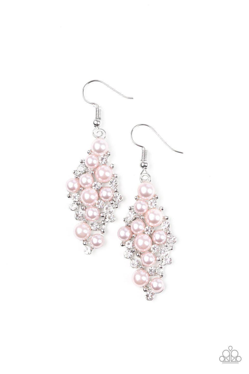 Famous Fashion Pink Pearl Earrings - Paparazzi Accessories - lightbox -CarasShop.com - $5 Jewelry by Cara Jewels