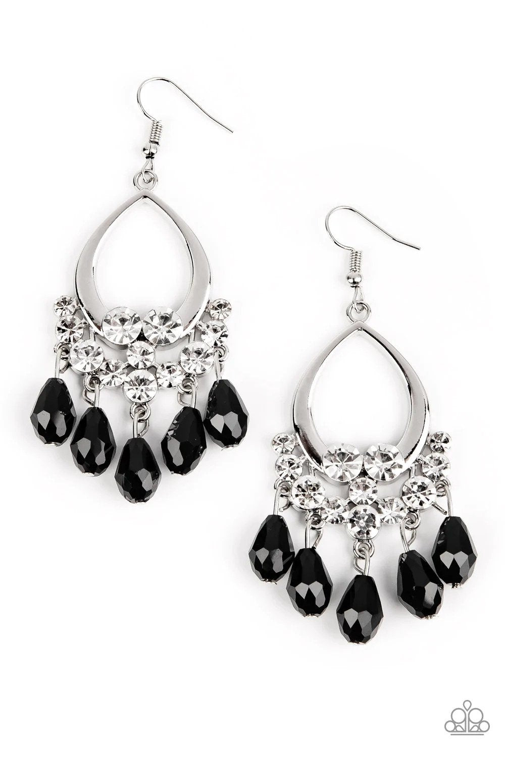 Famous Fashionista Black Earrings - Paparazzi Accessories- lightbox - CarasShop.com - $5 Jewelry by Cara Jewels