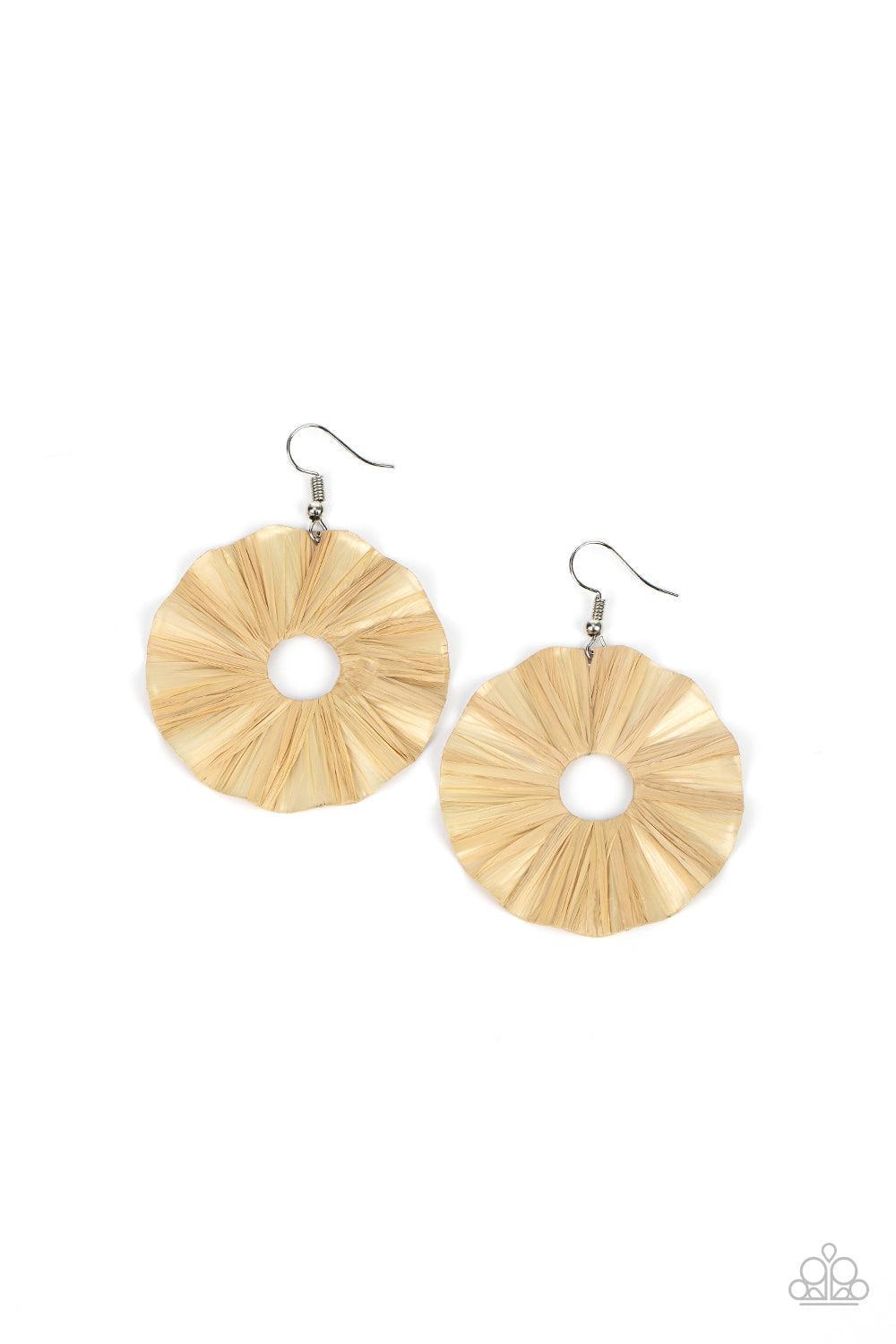Fan The Breeze Brown Earrings - Paparazzi Accessories- lightbox - CarasShop.com - $5 Jewelry by Cara Jewels