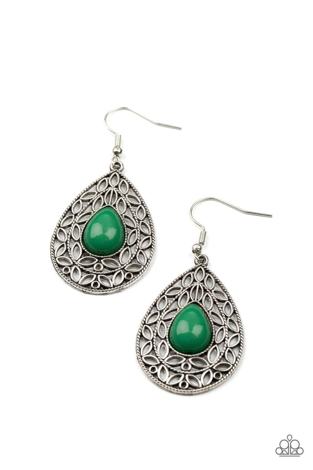 Fanciful Droplets Green Earrings - Paparazzi Accessories- lightbox - CarasShop.com - $5 Jewelry by Cara Jewels