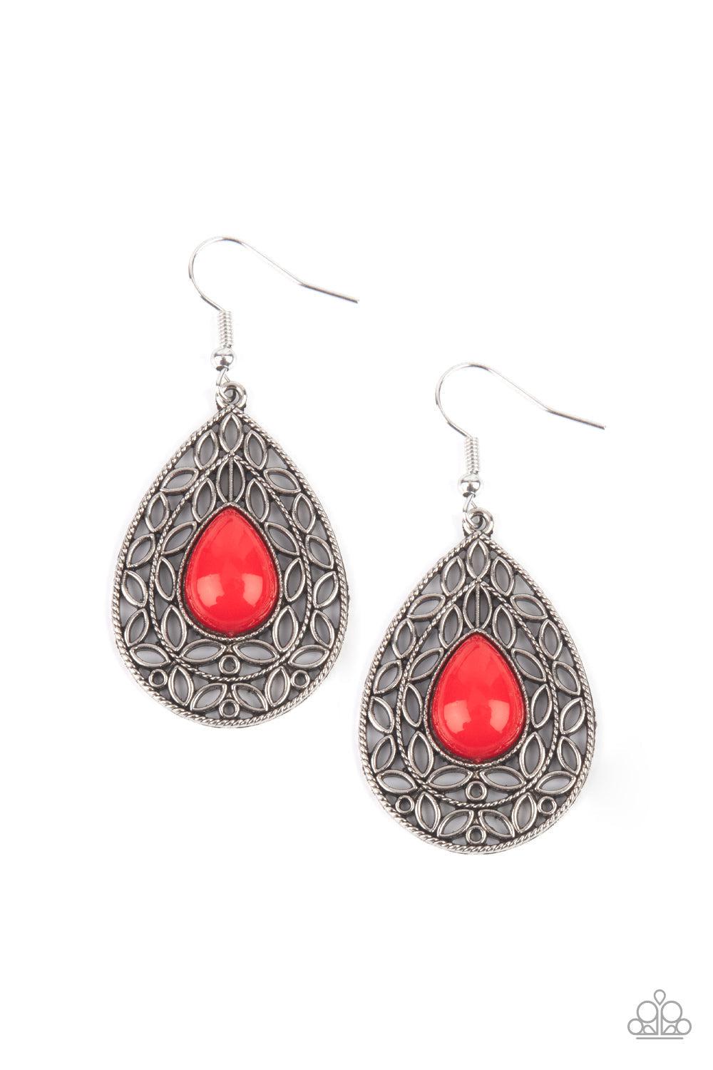 Fanciful Droplets Red Earrings - Paparazzi Accessories- lightbox - CarasShop.com - $5 Jewelry by Cara Jewels