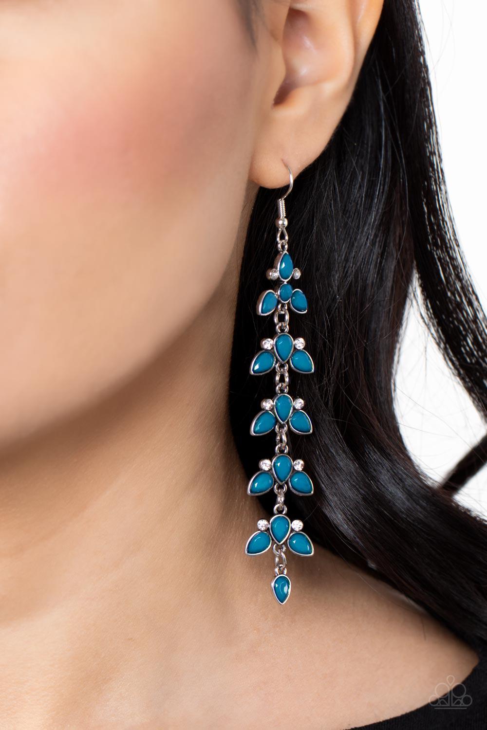 Fanciful Foliage Blue Earrings - Paparazzi Accessories- lightbox - CarasShop.com - $5 Jewelry by Cara Jewels