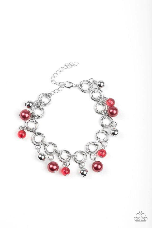 Fancy Fascination Red Bracelet - Paparazzi Accessories- lightbox - CarasShop.com - $5 Jewelry by Cara Jewels