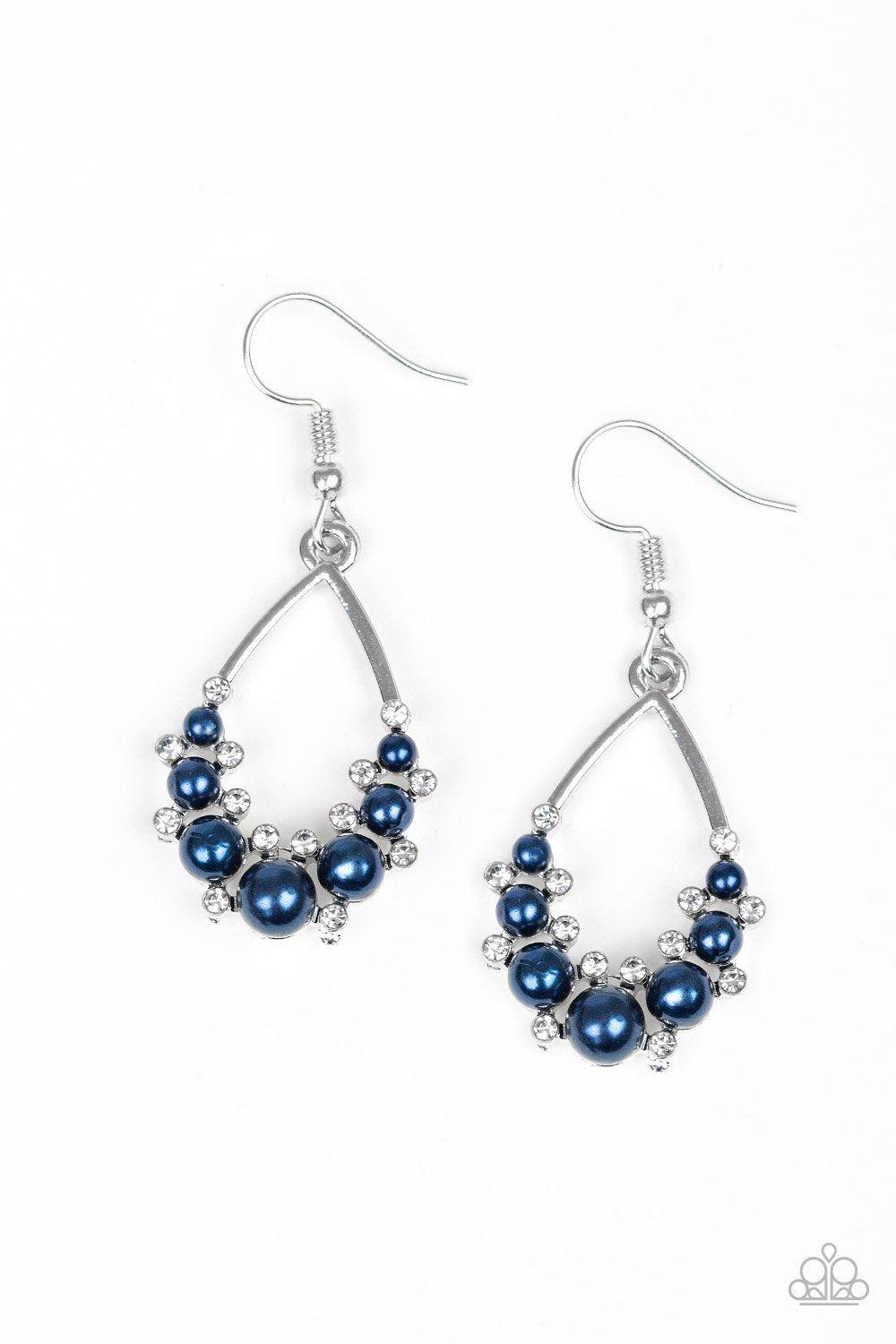 Fancy First Blue Pearl Earrings - Paparazzi Accessories - lightbox -CarasShop.com - $5 Jewelry by Cara Jewels