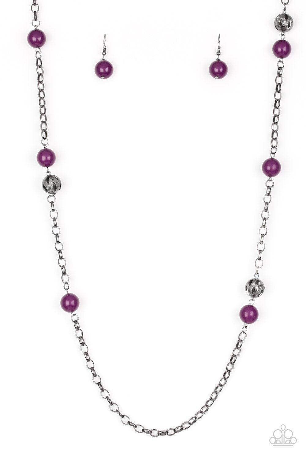 Fashion Fad Purple and Gunmetal Necklace - Paparazzi Accessories - lightbox -CarasShop.com - $5 Jewelry by Cara Jewels