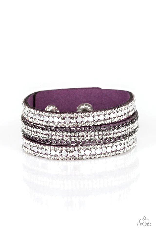 Fashion Fanatic Purple Wrap Snap Bracelet - Paparazzi Accessories- lightbox - CarasShop.com - $5 Jewelry by Cara Jewels