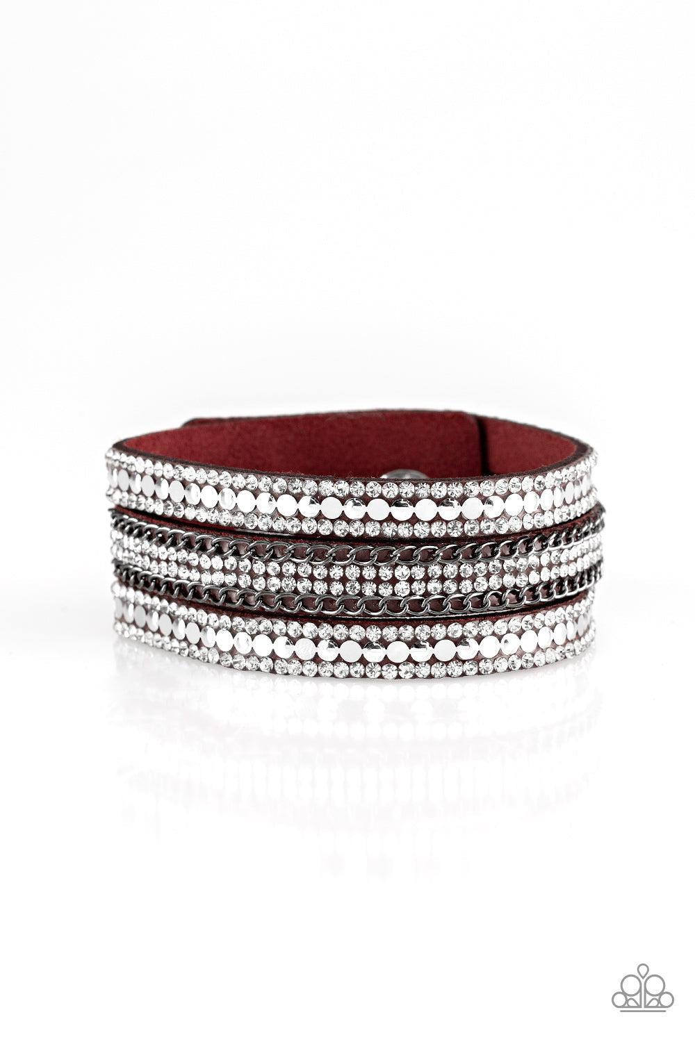 Fashion Fanatic Red Urban Wrap Bracelet - Paparazzi Accessories- lightbox - CarasShop.com - $5 Jewelry by Cara Jewels