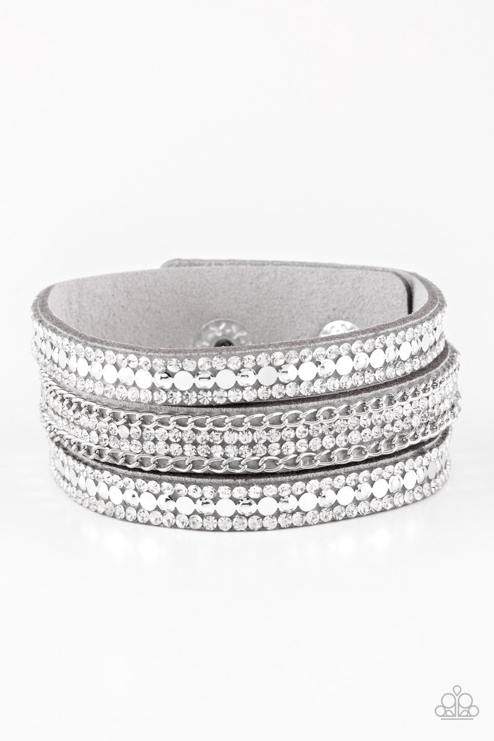 Fashion Fanatic Silver Urban Wrap Snap Bracelet - Paparazzi Accessories-CarasShop.com - $5 Jewelry by Cara Jewels