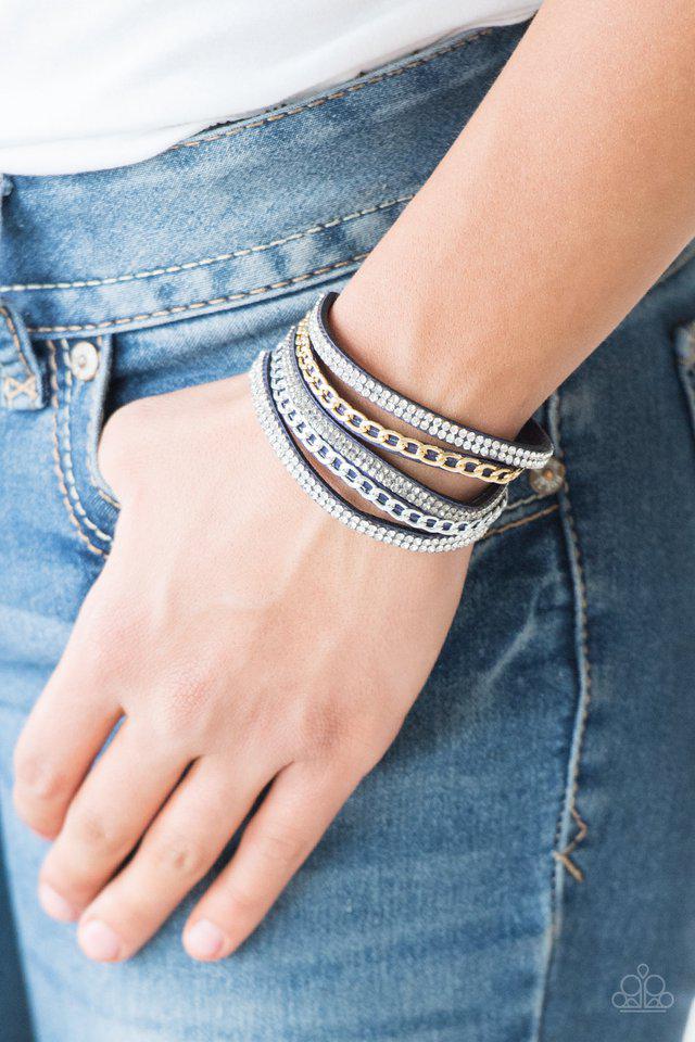 Fashion Fiend Blue Bracelet - Paparazzi Accessories- on model - CarasShop.com - $5 Jewelry by Cara Jewels