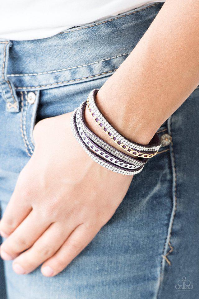 Fashion Fiend Purple Wrap Snap Bracelet - Paparazzi Accessories-on model - CarasShop.com - $5 Jewelry by Cara Jewels