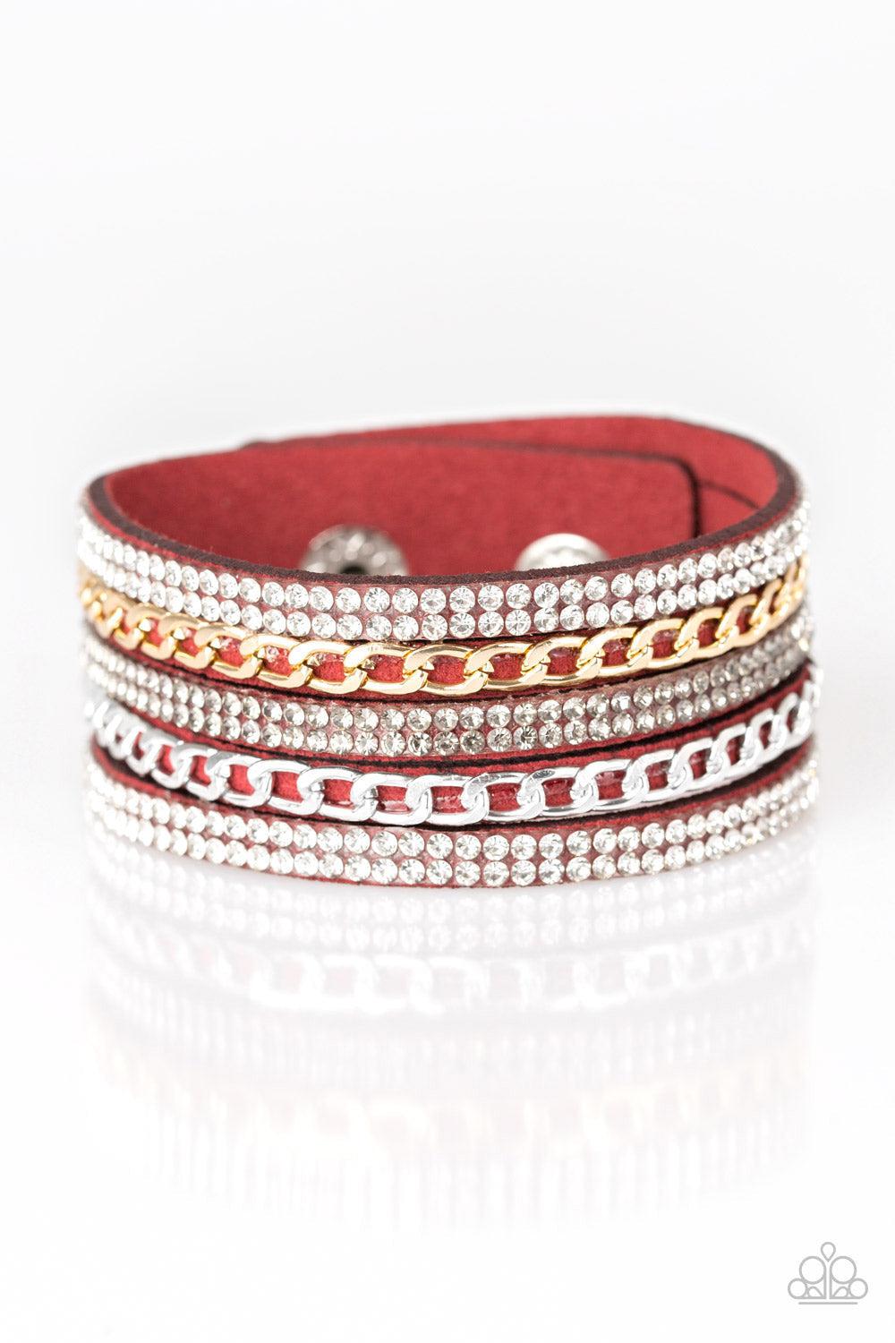 Fashion Fiend Red Bracelet - Paparazzi Accessories- lightbox - CarasShop.com - $5 Jewelry by Cara Jewels