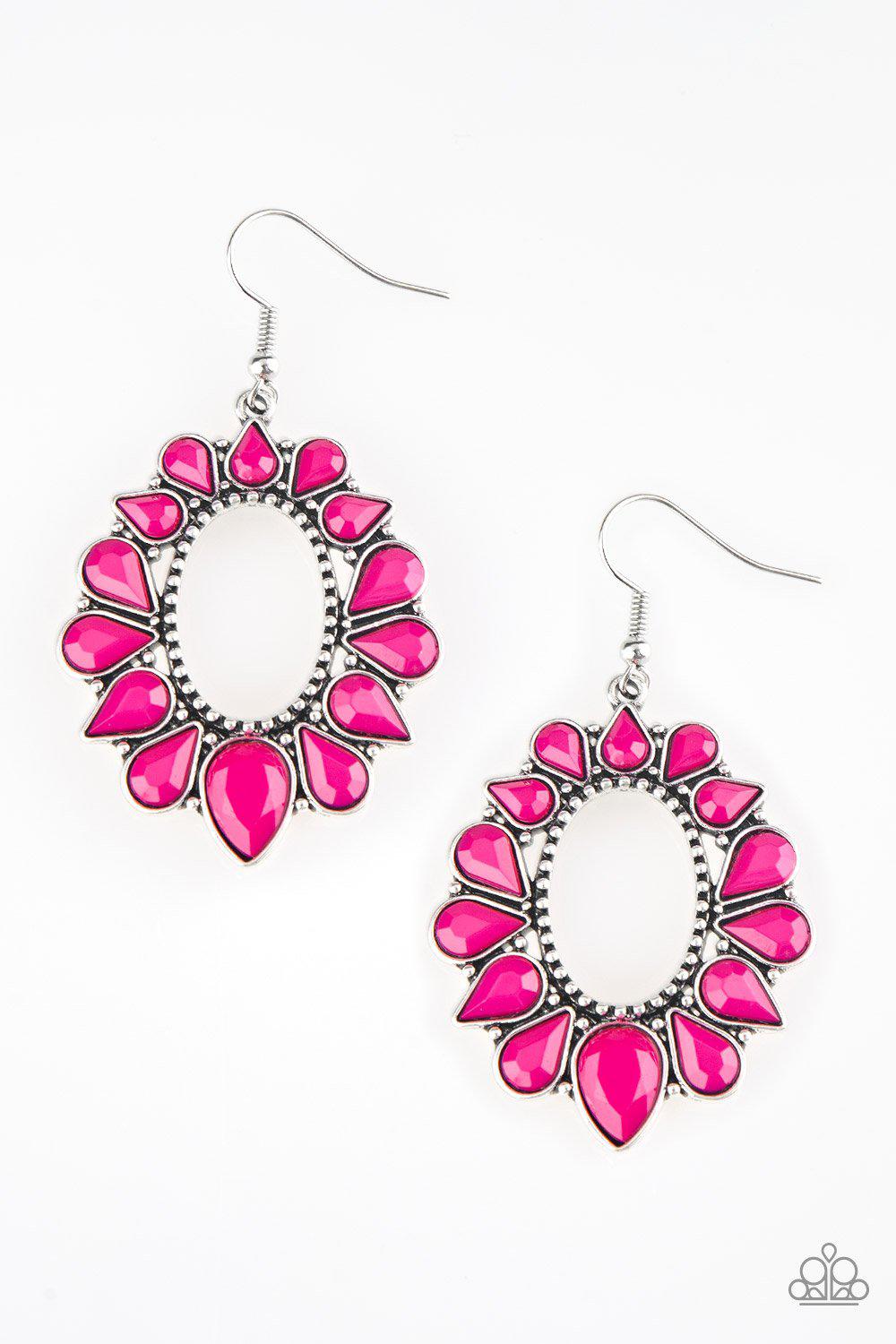 Fashionista Flavor Pink Earrings - Paparazzi Accessories-CarasShop.com - $5 Jewelry by Cara Jewels