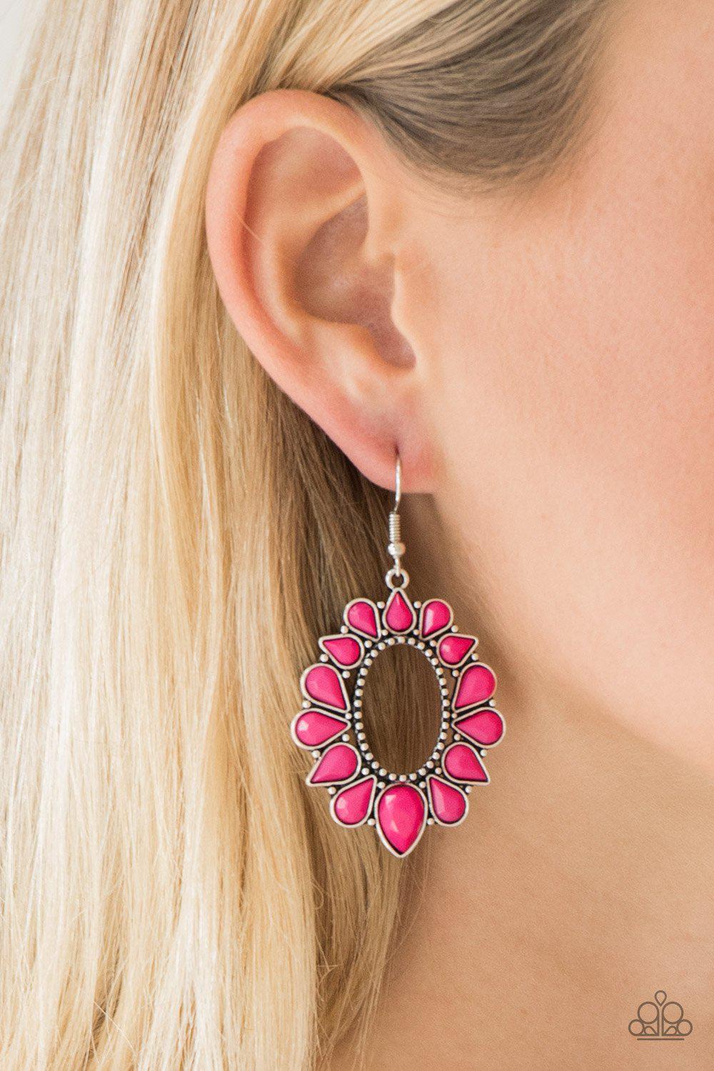 Fashionista Flavor Pink Earrings - Paparazzi Accessories-CarasShop.com - $5 Jewelry by Cara Jewels