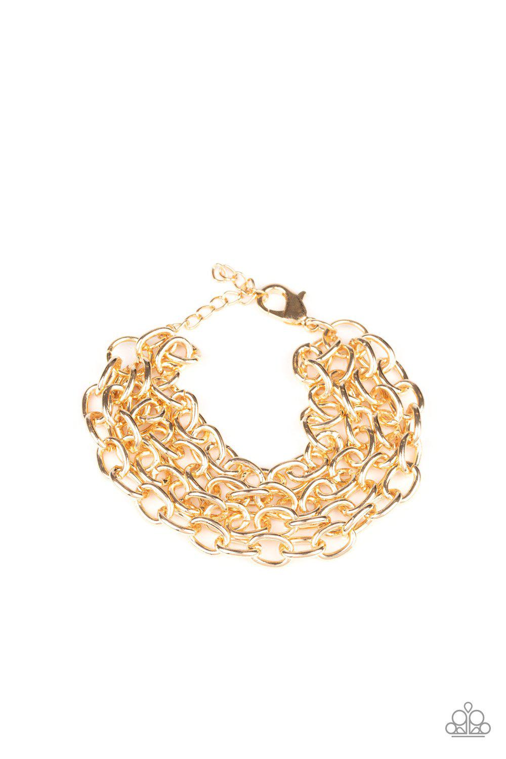 Fast Ball Gold Chain Bracelet - Paparazzi Accessories-CarasShop.com - $5 Jewelry by Cara Jewels