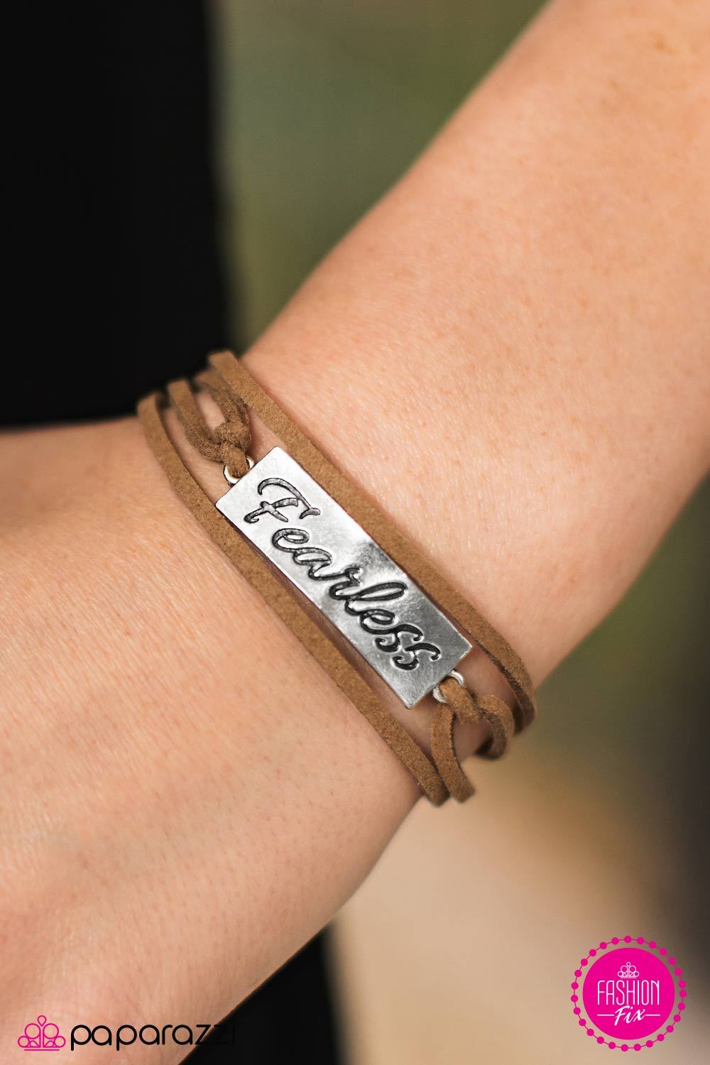 Fearless Brown Suede Inspirational Bracelet - Paparazzi Accessories-CarasShop.com - $5 Jewelry by Cara Jewels