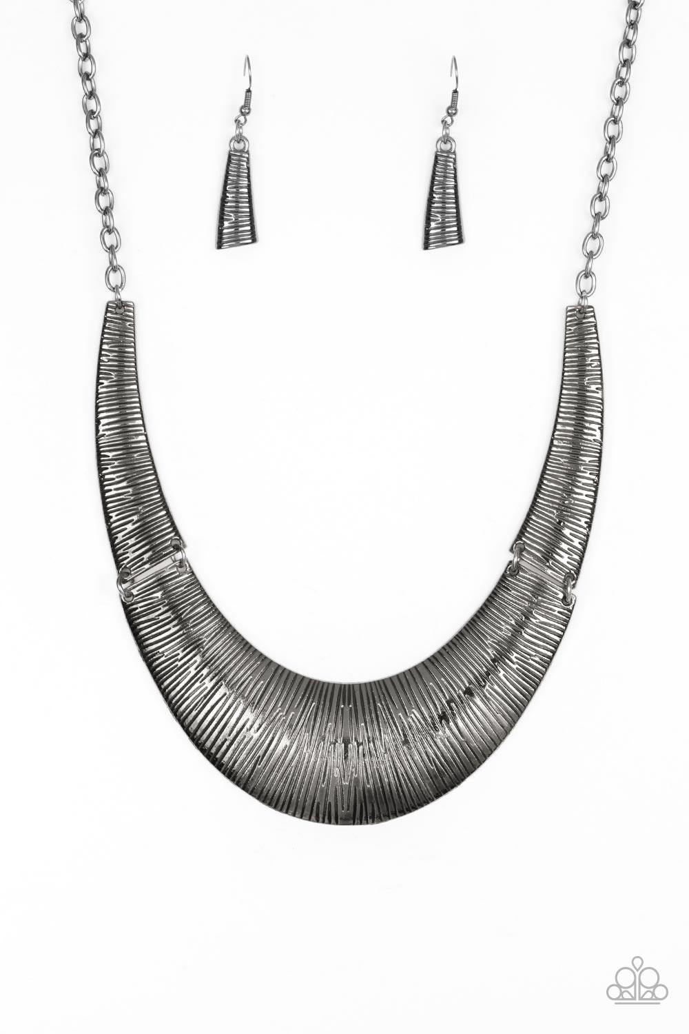 Feast or Famine Gunmetal Black Necklace - Paparazzi Accessories - lightbox -CarasShop.com - $5 Jewelry by Cara Jewels