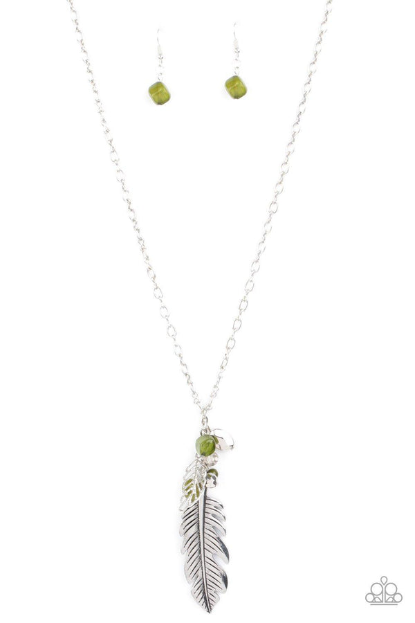 Paparazzi Feather Flair Green Necklace | CarasShop