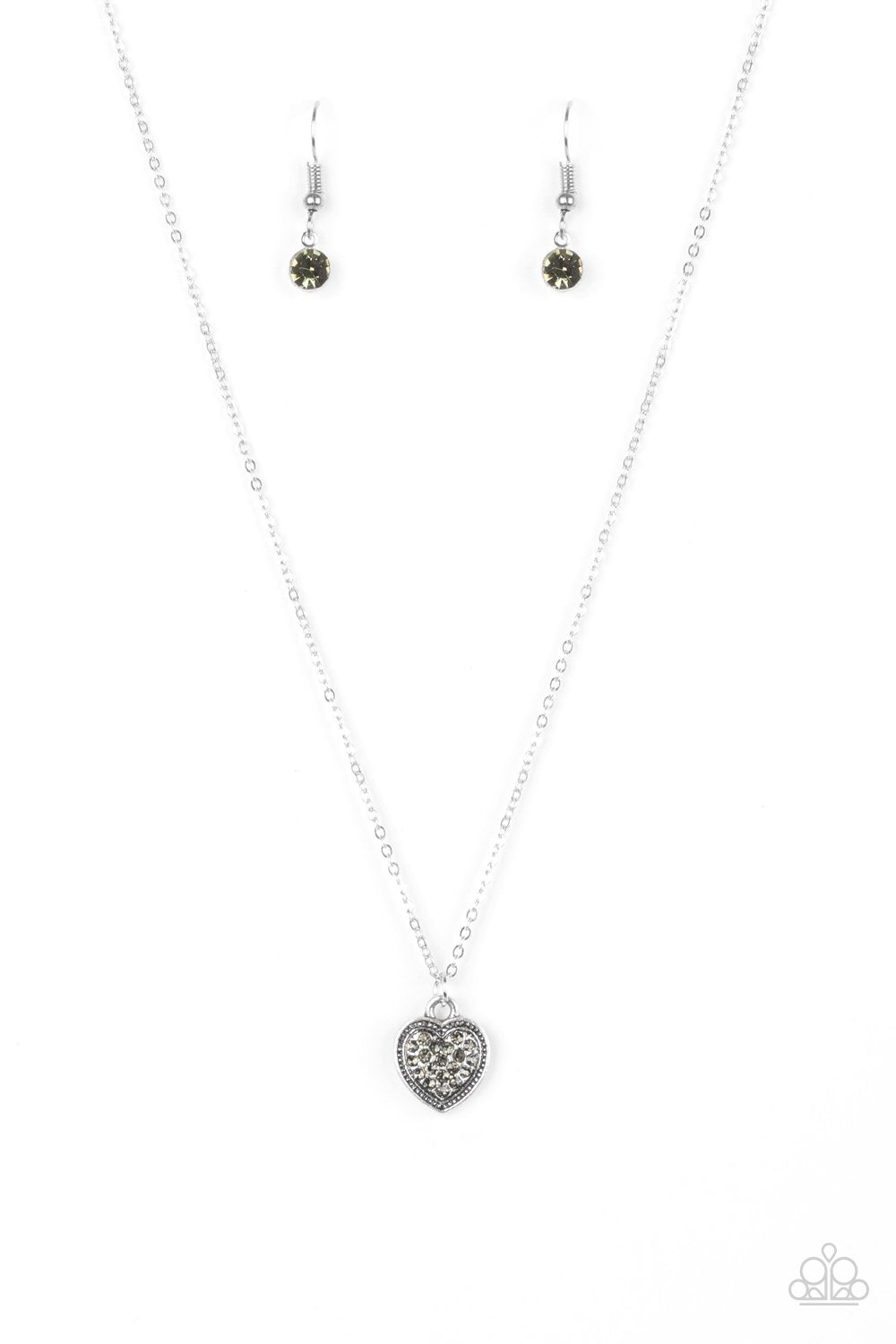 Fierce Flirt Silver Heart Necklace - Paparazzi Accessories-CarasShop.com - $5 Jewelry by Cara Jewels