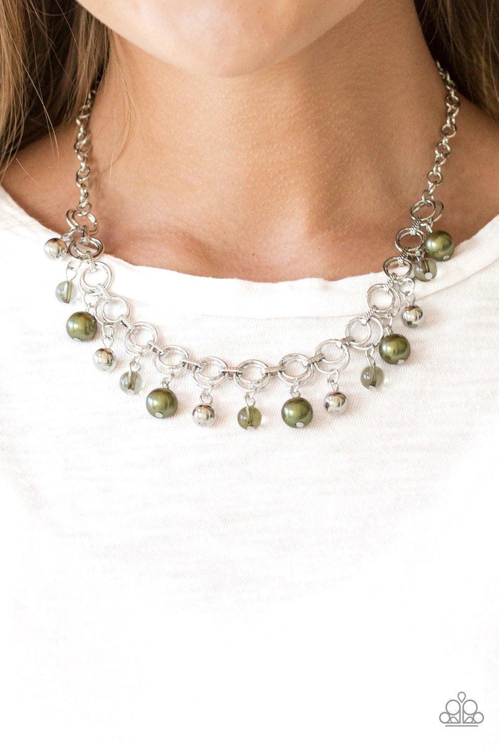 Fiercely Fancy Green Necklace - Paparazzi Accessories- on model - CarasShop.com - $5 Jewelry by Cara Jewels